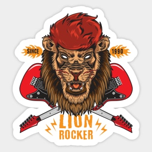 Retro Lion Rocker Sticker